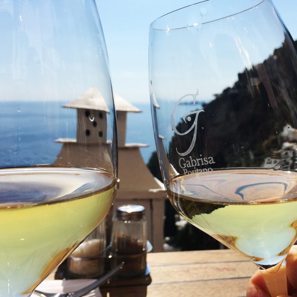 dry january blog post. enjoying wine in positano